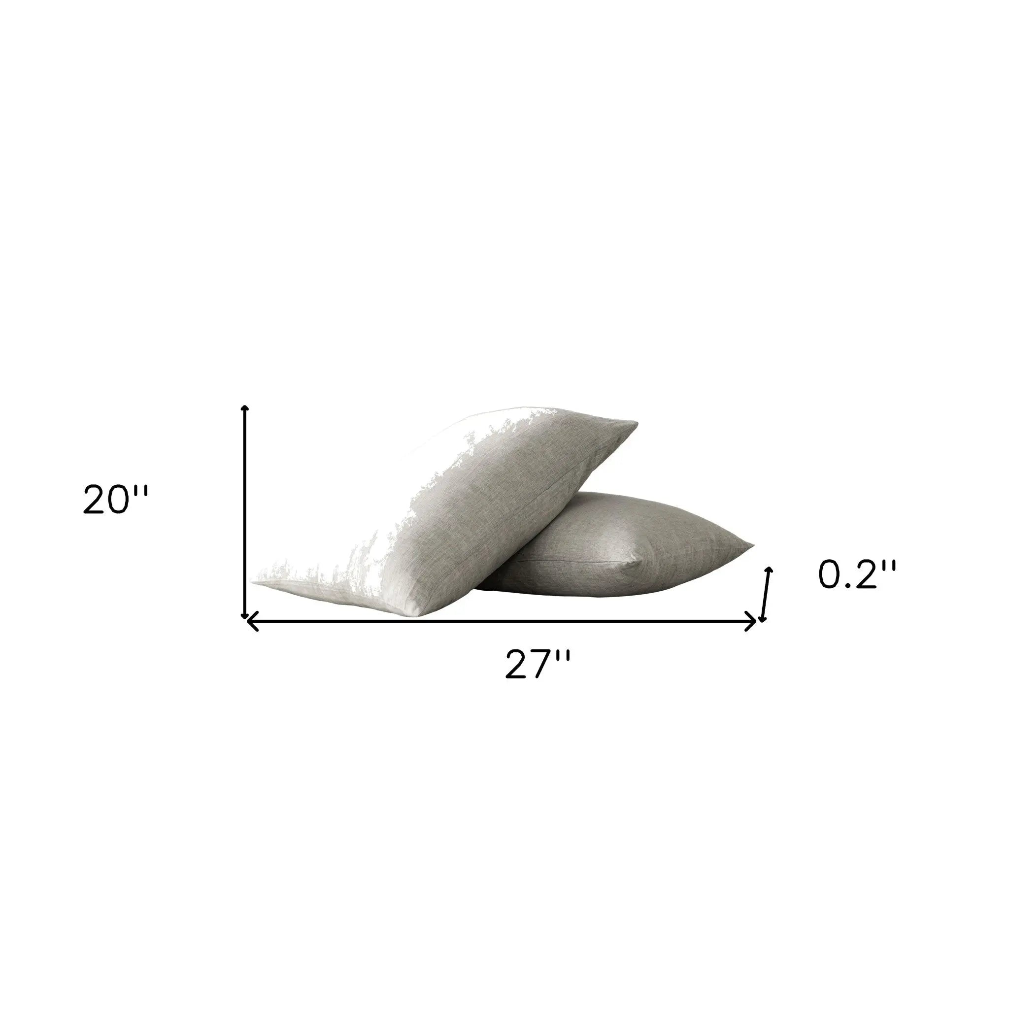 Set of Two Light Gray Linen Pillowcases Homeroots Bed & Bath