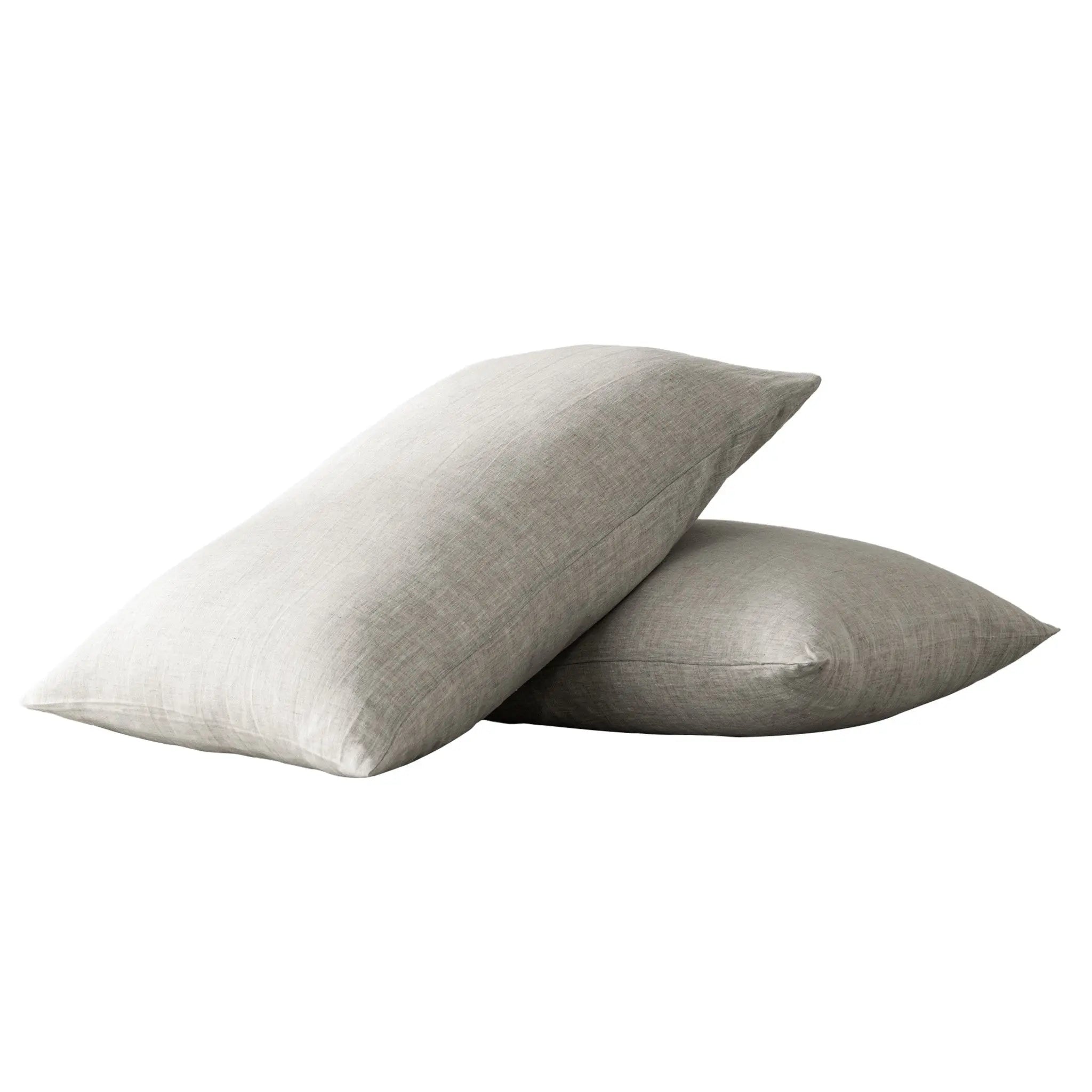 Set of Two Light Gray Linen Pillowcases Homeroots Bed & Bath
