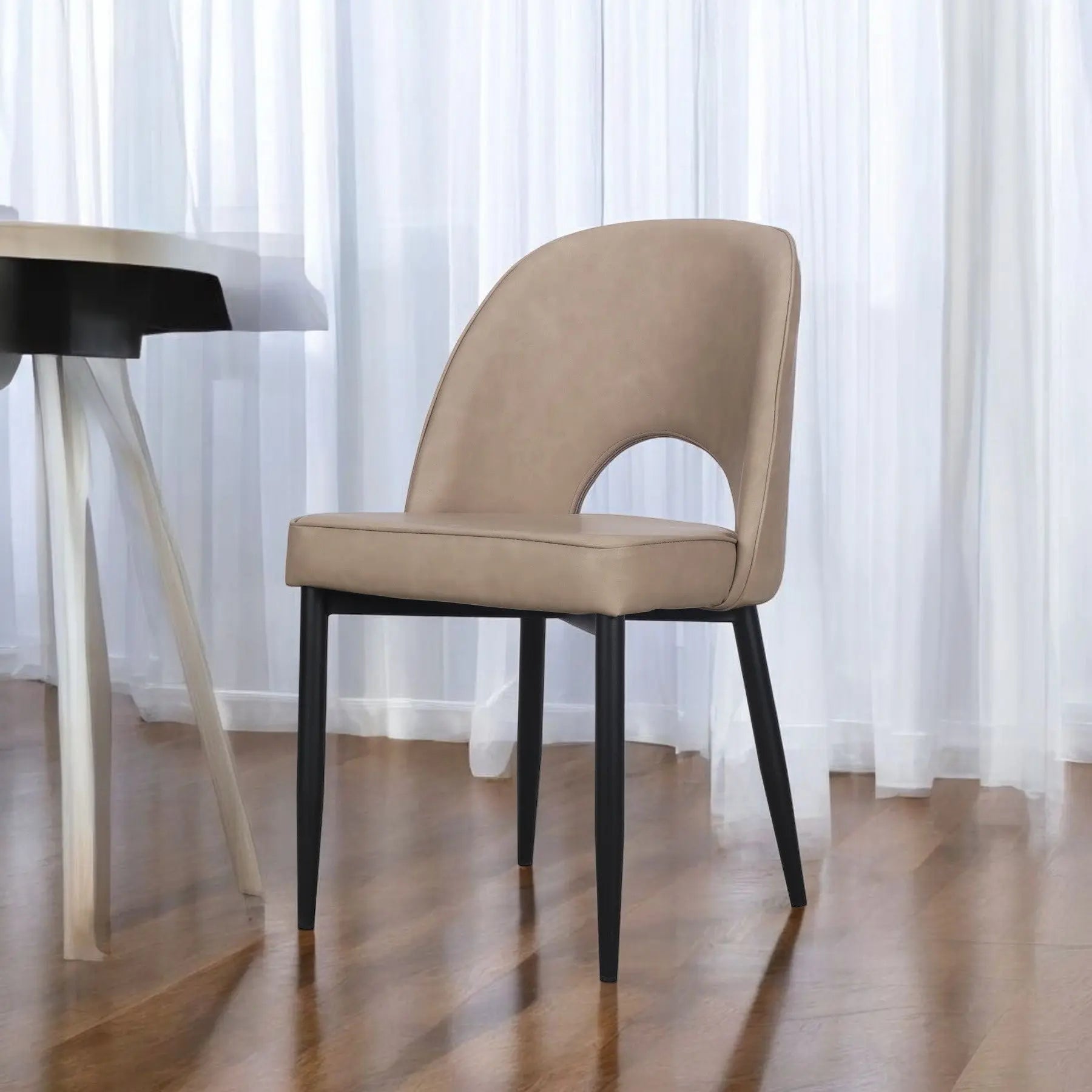 Set of Two Light Gray Slipcovered Faux Leather Dining Side Chairs Homeroots Kitchen & Dining