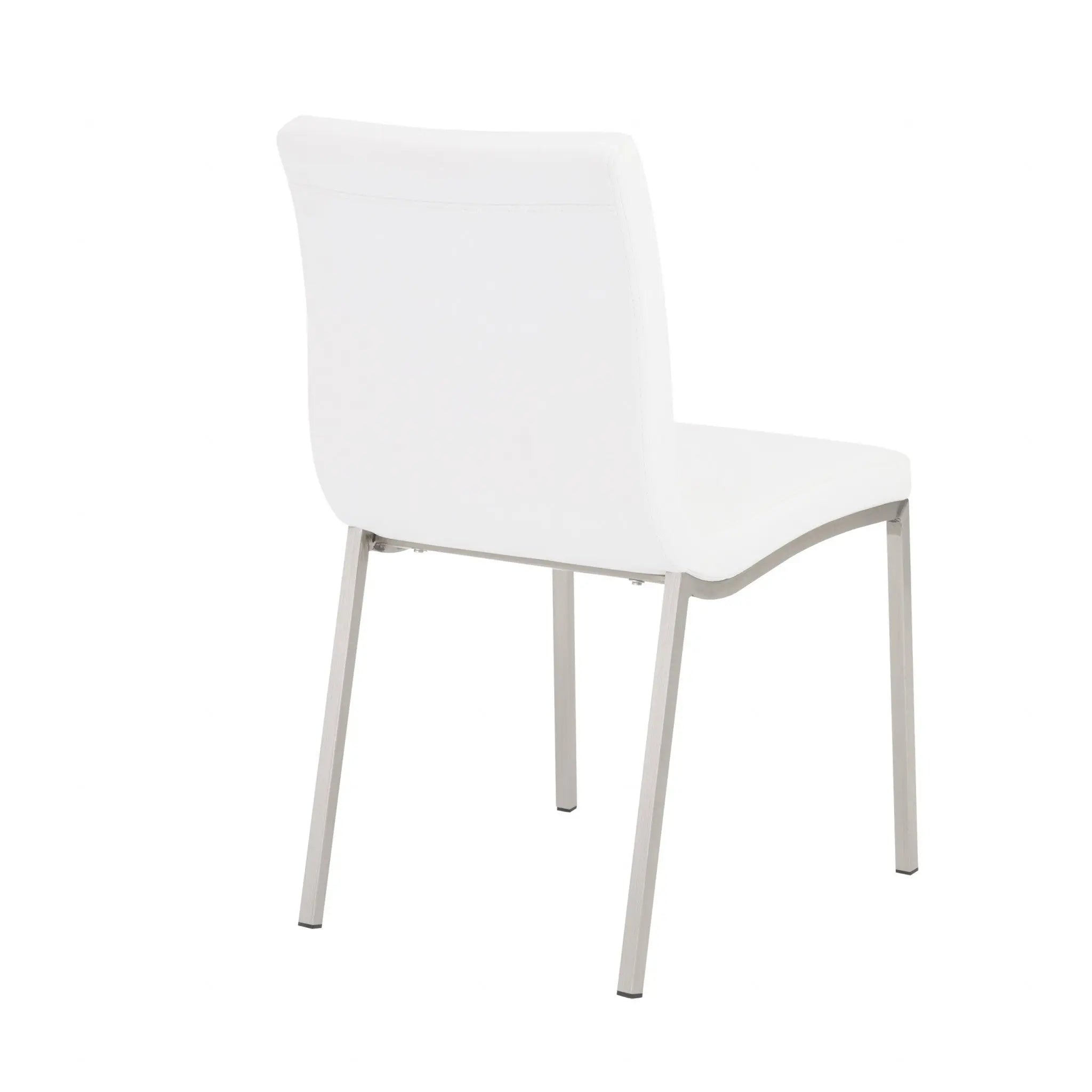 Set of Two Minimalist White Faux Faux Leather Chairs Homeroots Kitchen & Dining