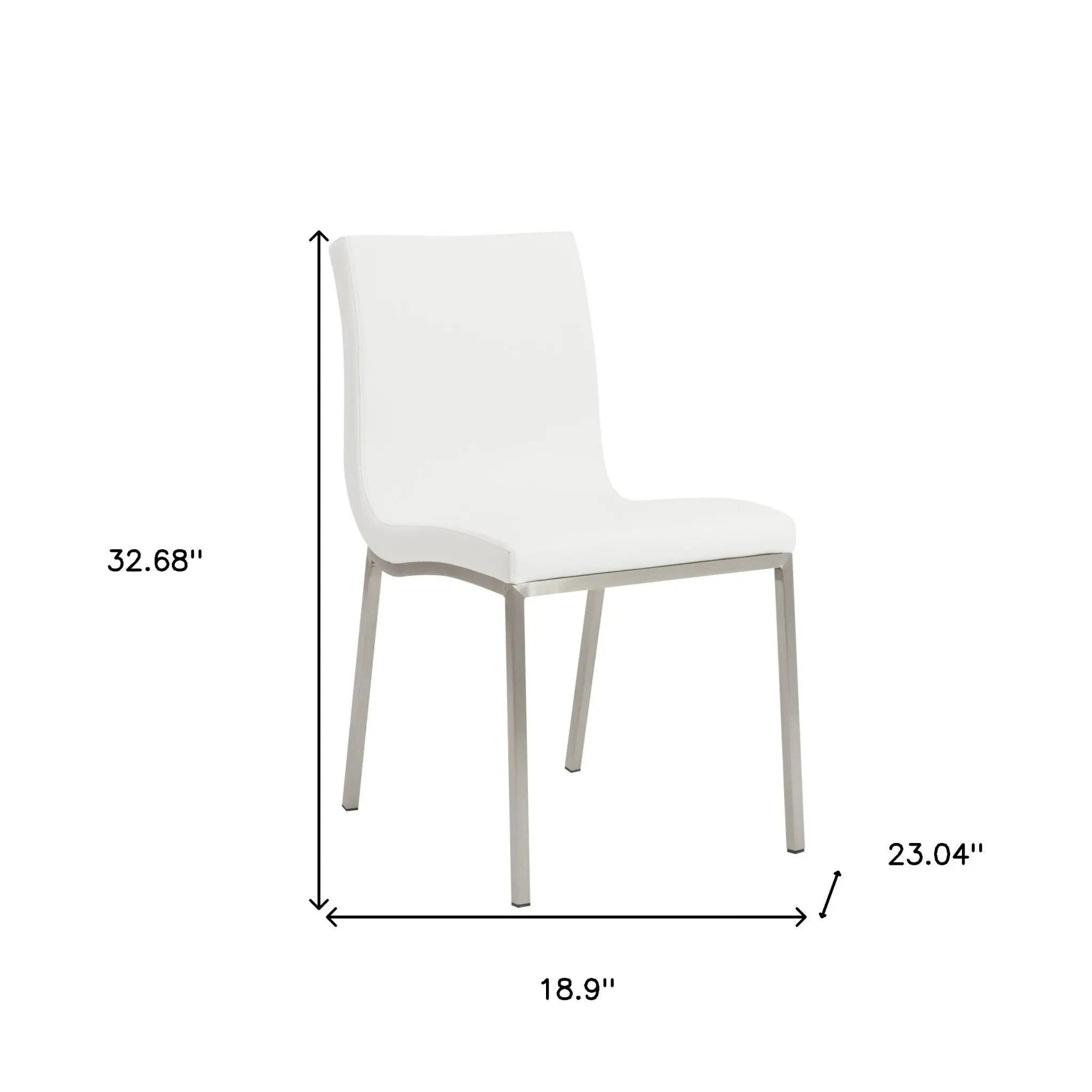 Set of Two Minimalist White Faux Faux Leather Chairs Homeroots Kitchen & Dining