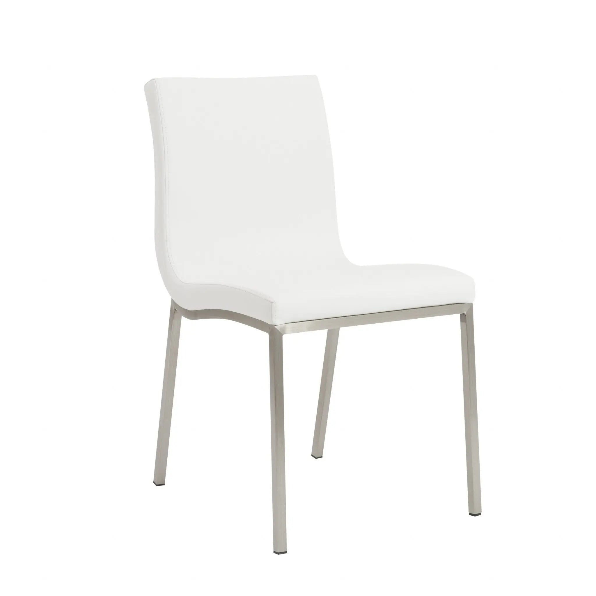 Set of Two Minimalist White Faux Faux Leather Chairs Homeroots Kitchen & Dining