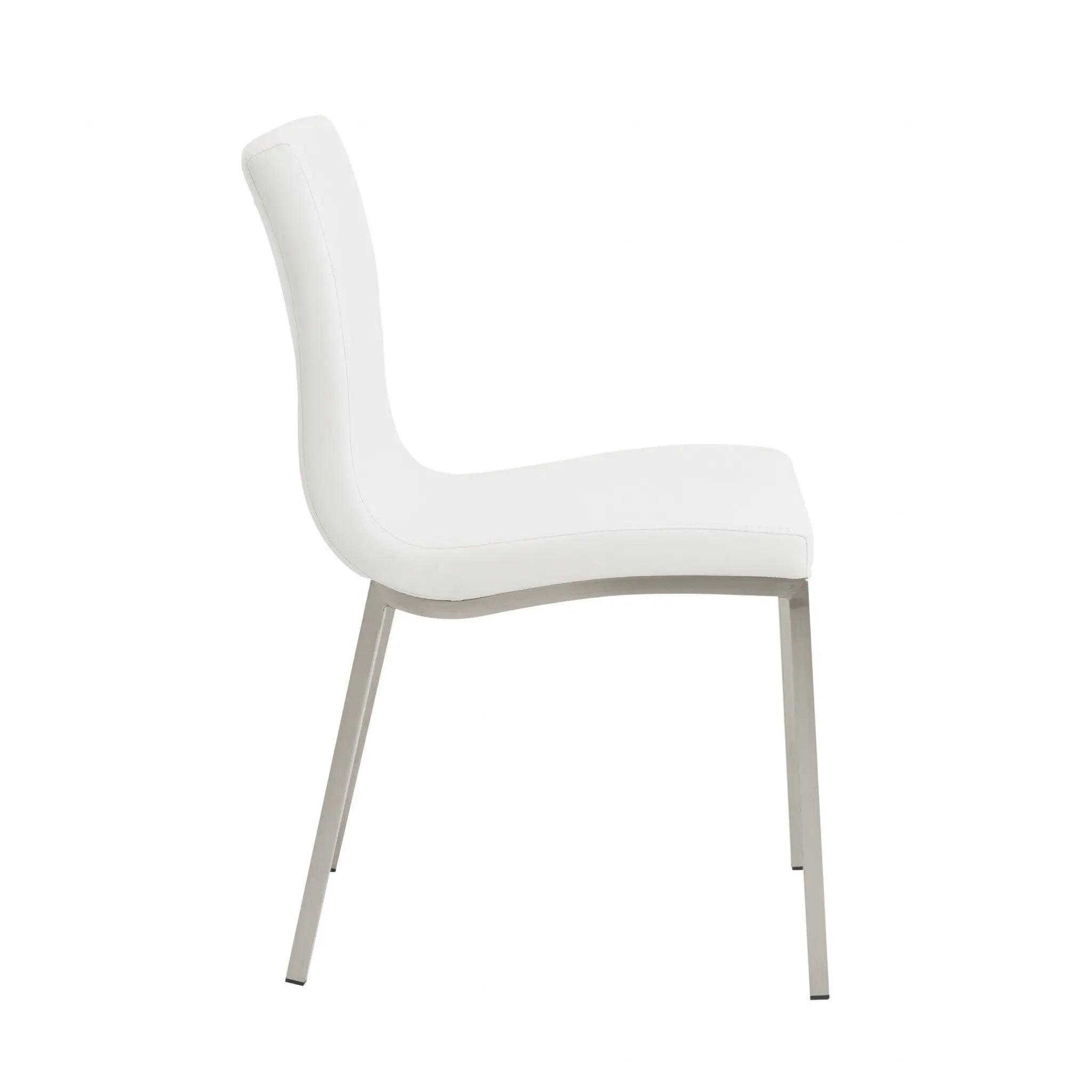 Set of Two Minimalist White Faux Faux Leather Chairs Homeroots Kitchen & Dining