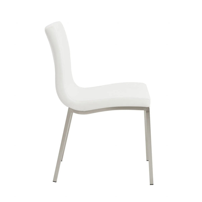 Set of Two Minimalist White Faux Faux Leather Chairs Homeroots Kitchen & Dining