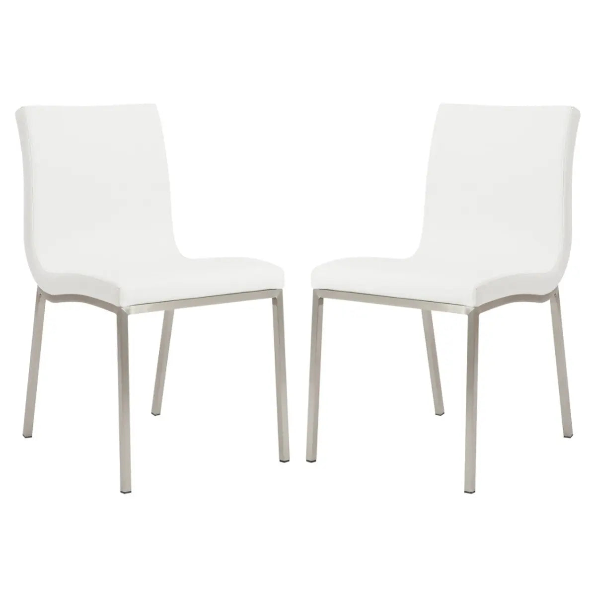 Set of Two Minimalist White Faux Faux Leather Chairs Homeroots Kitchen & Dining