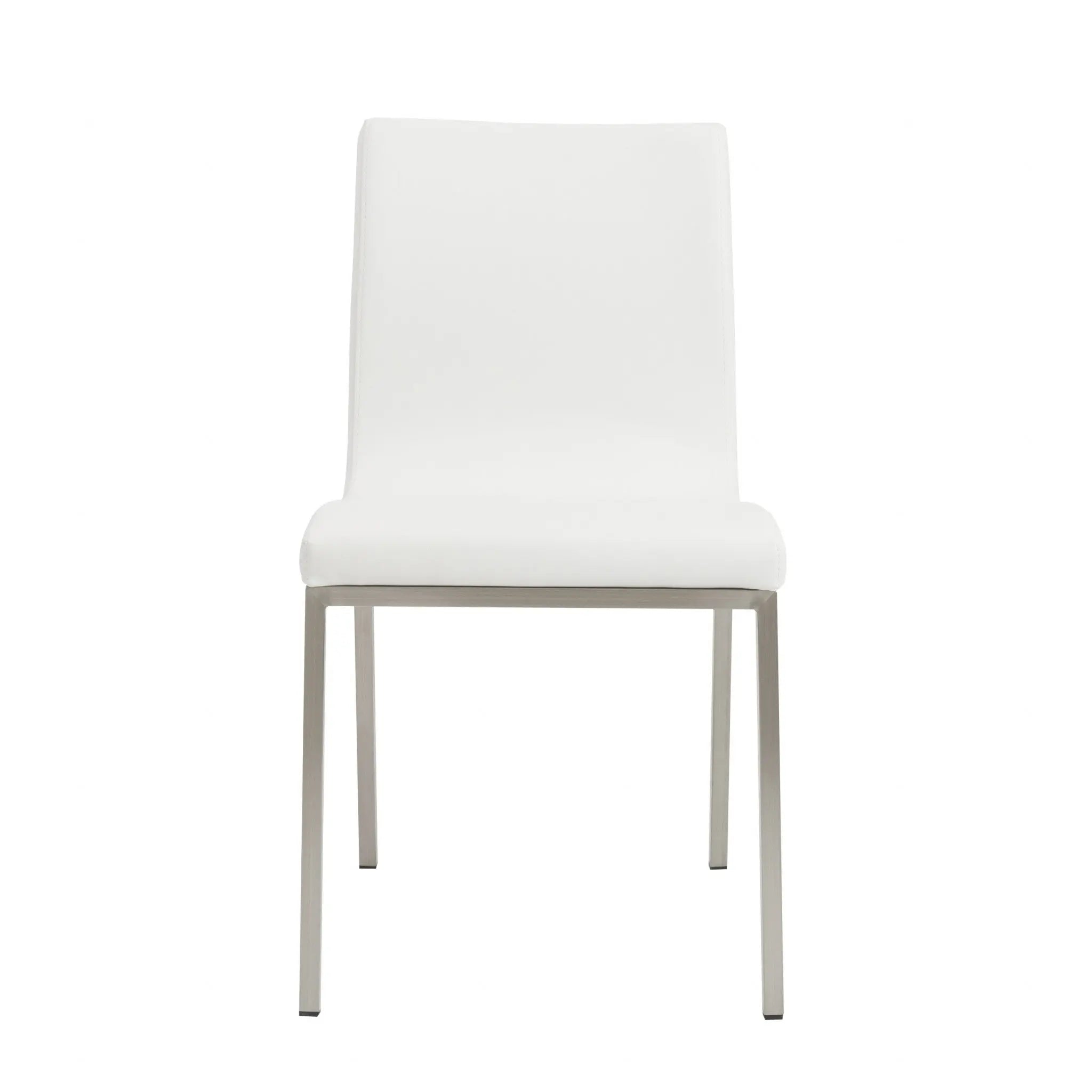 Set of Two Minimalist White Faux Faux Leather Chairs Homeroots Kitchen & Dining