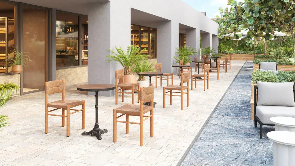 Set of Two Natural Aluminum Open Back Dining Side Chairs Homeroots