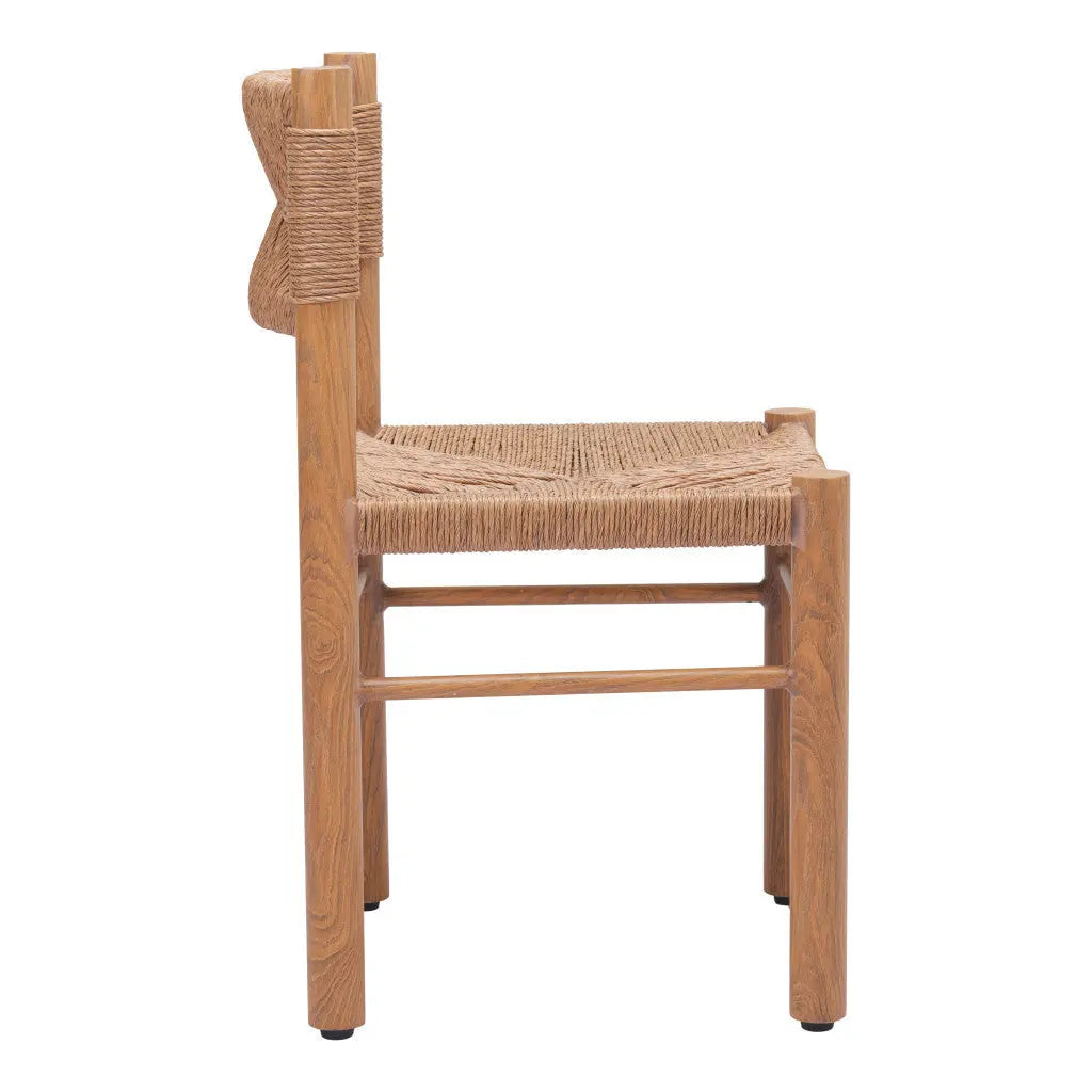 Set of Two Natural Aluminum Open Back Dining Side Chairs Homeroots