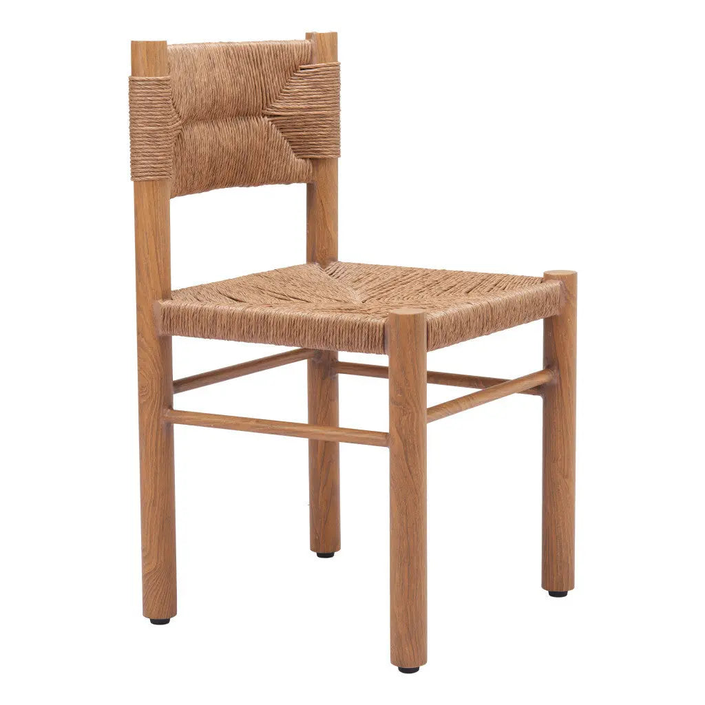 Set of Two Natural Aluminum Open Back Dining Side Chairs Homeroots