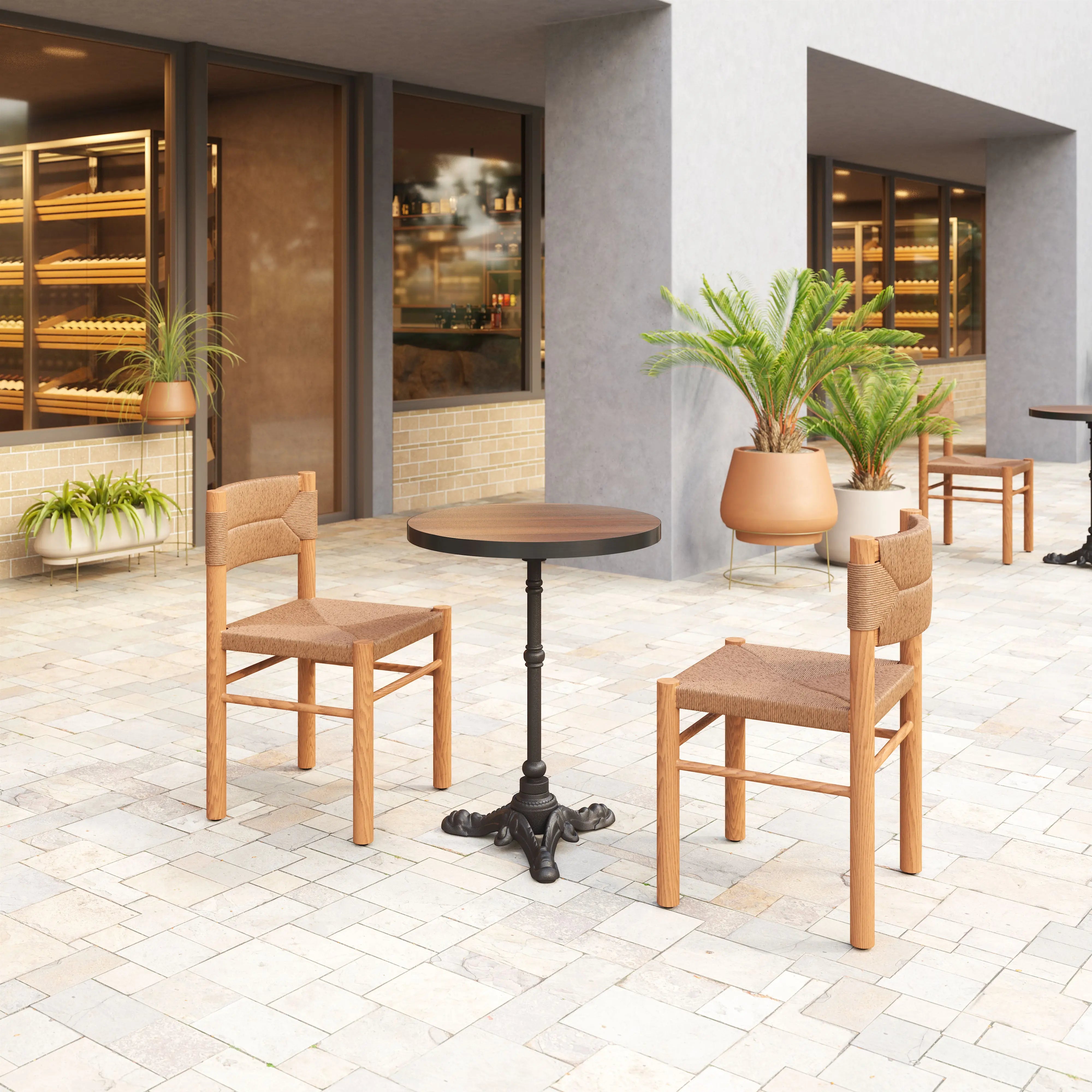 Set of Two Natural Aluminum Open Back Dining Side Chairs Homeroots