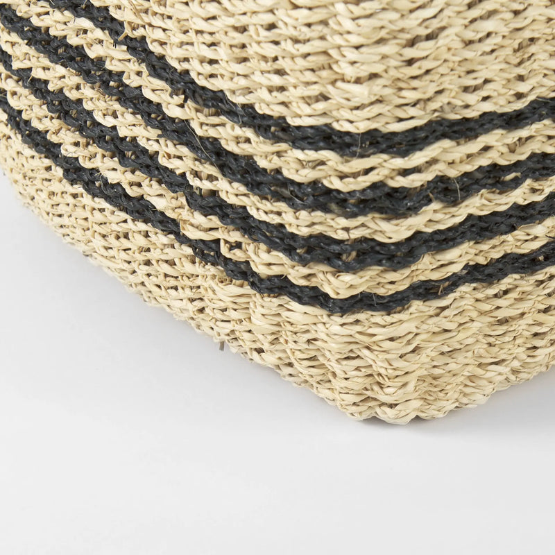 Set of Two Natural And Black Rattan Basket - GreatEagleInc