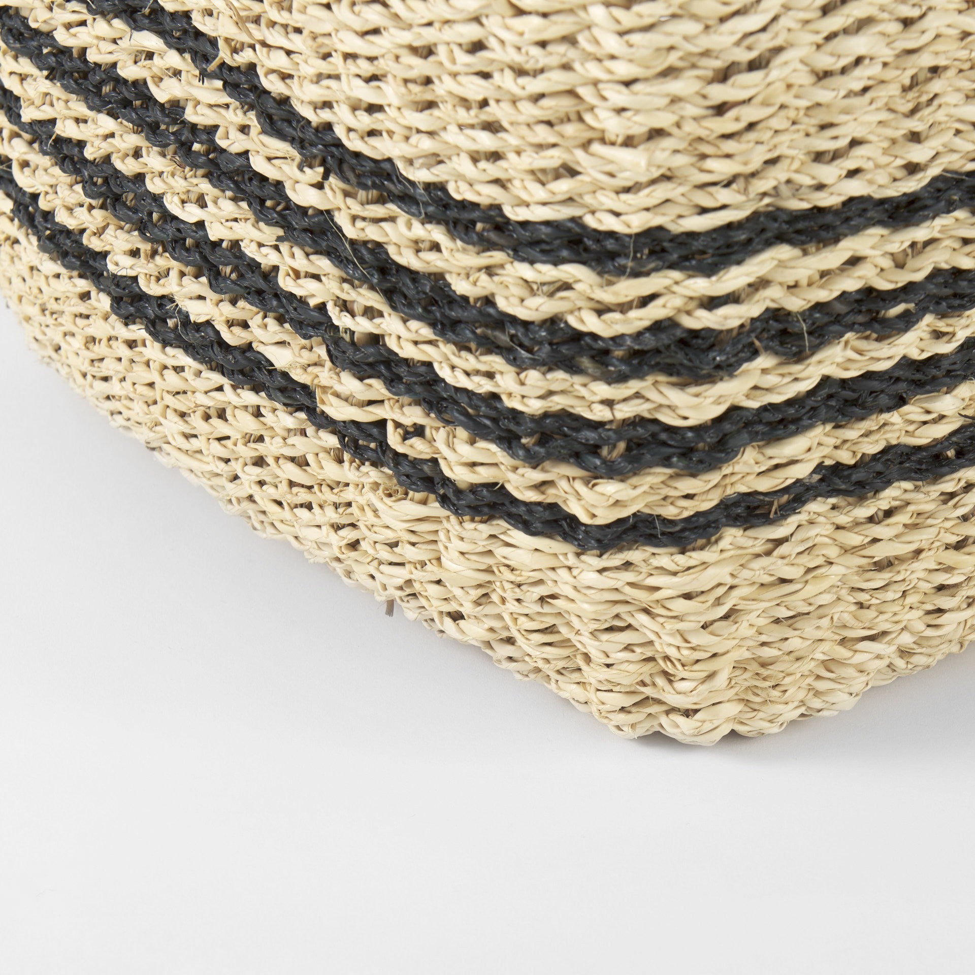 Set of Two Natural And Black Rattan Basket - GreatEagleInc