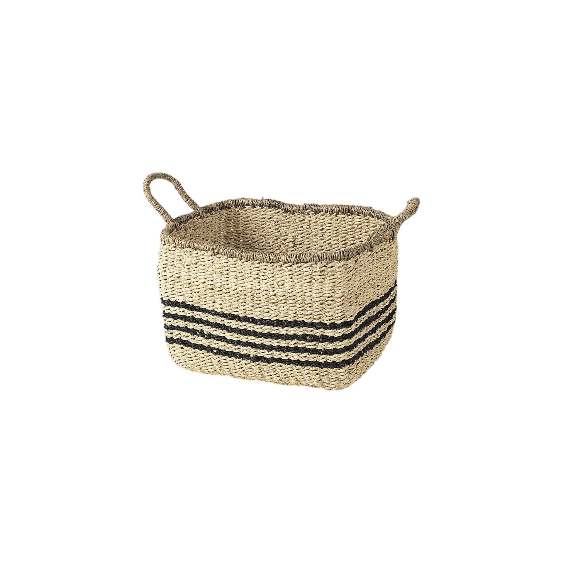 Set of Two Natural And Black Rattan Basket - GreatEagleInc