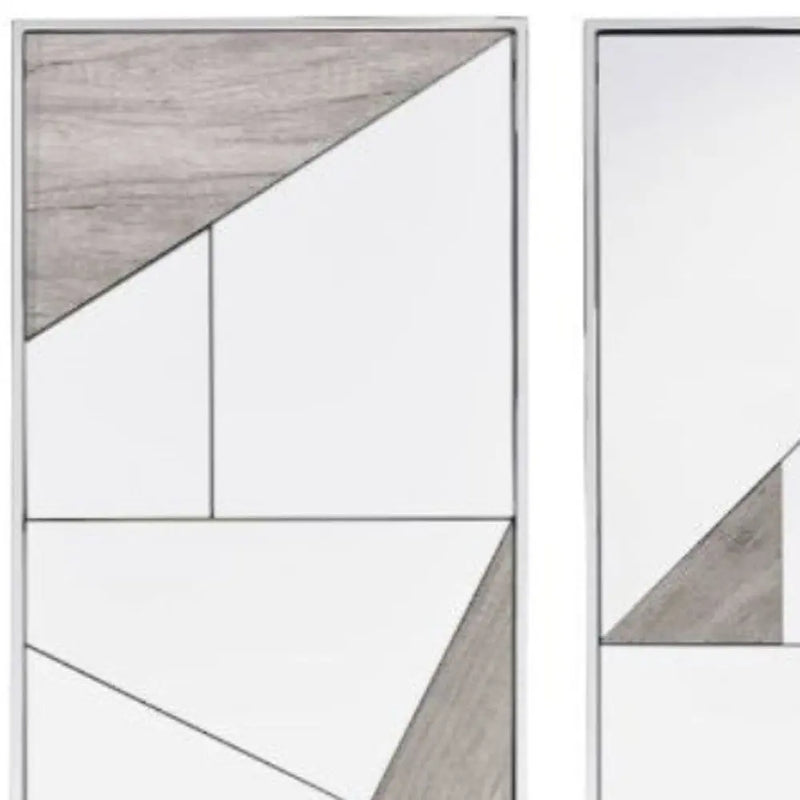 Set of Two Natural Metal Framed Accent Mirror Homeroots Bed & Bath