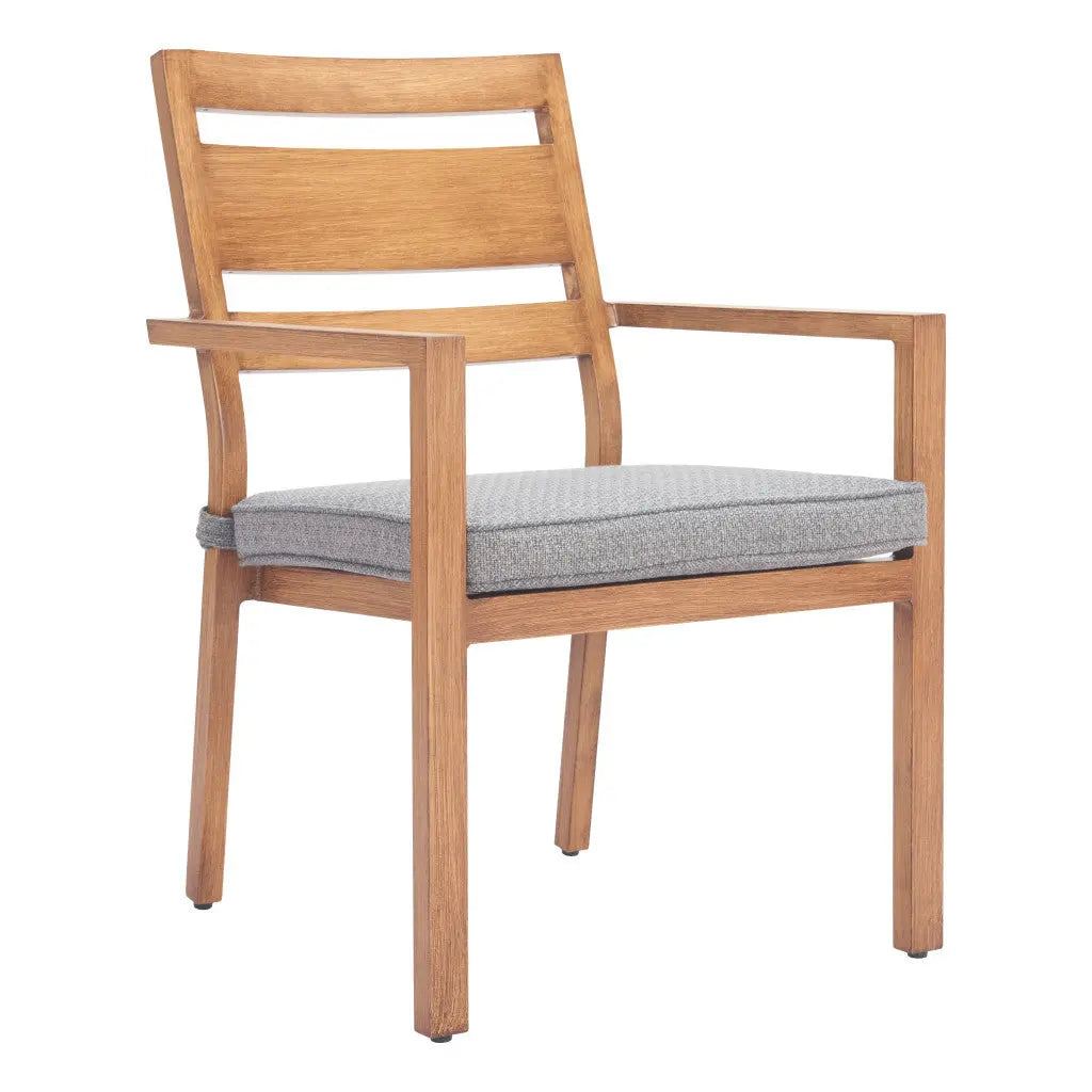 Set of Two Natural Slipcovered Upholstered And Aluminum Slat Back Dining Arm Chairs Homeroots