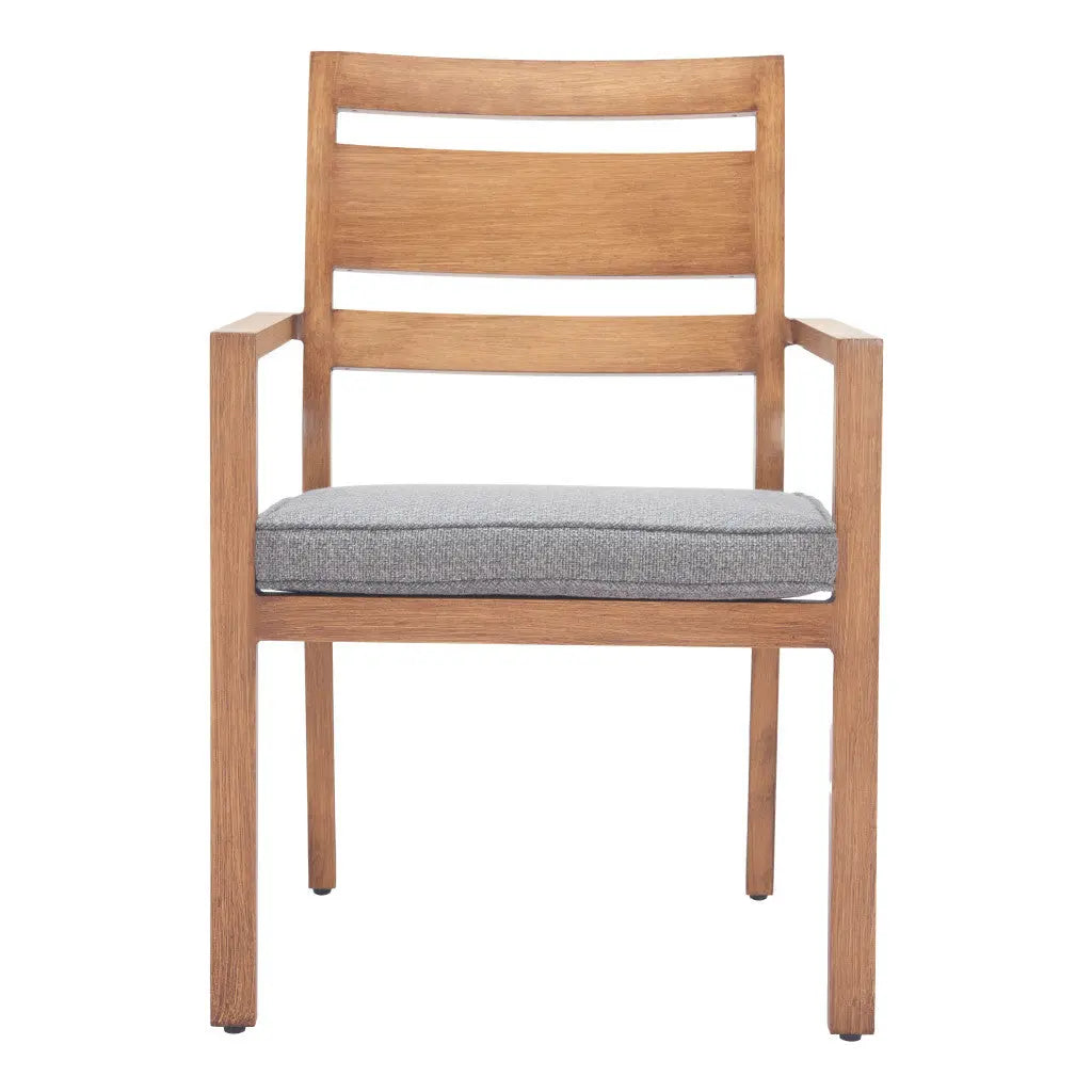 Set of Two Natural Slipcovered Upholstered And Aluminum Slat Back Dining Arm Chairs Homeroots
