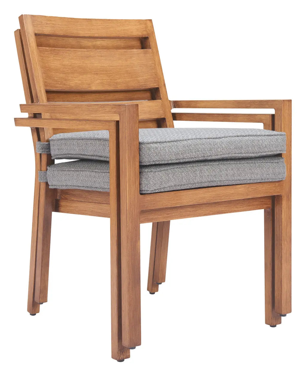 Set of Two Natural Slipcovered Upholstered And Aluminum Slat Back Dining Arm Chairs Homeroots