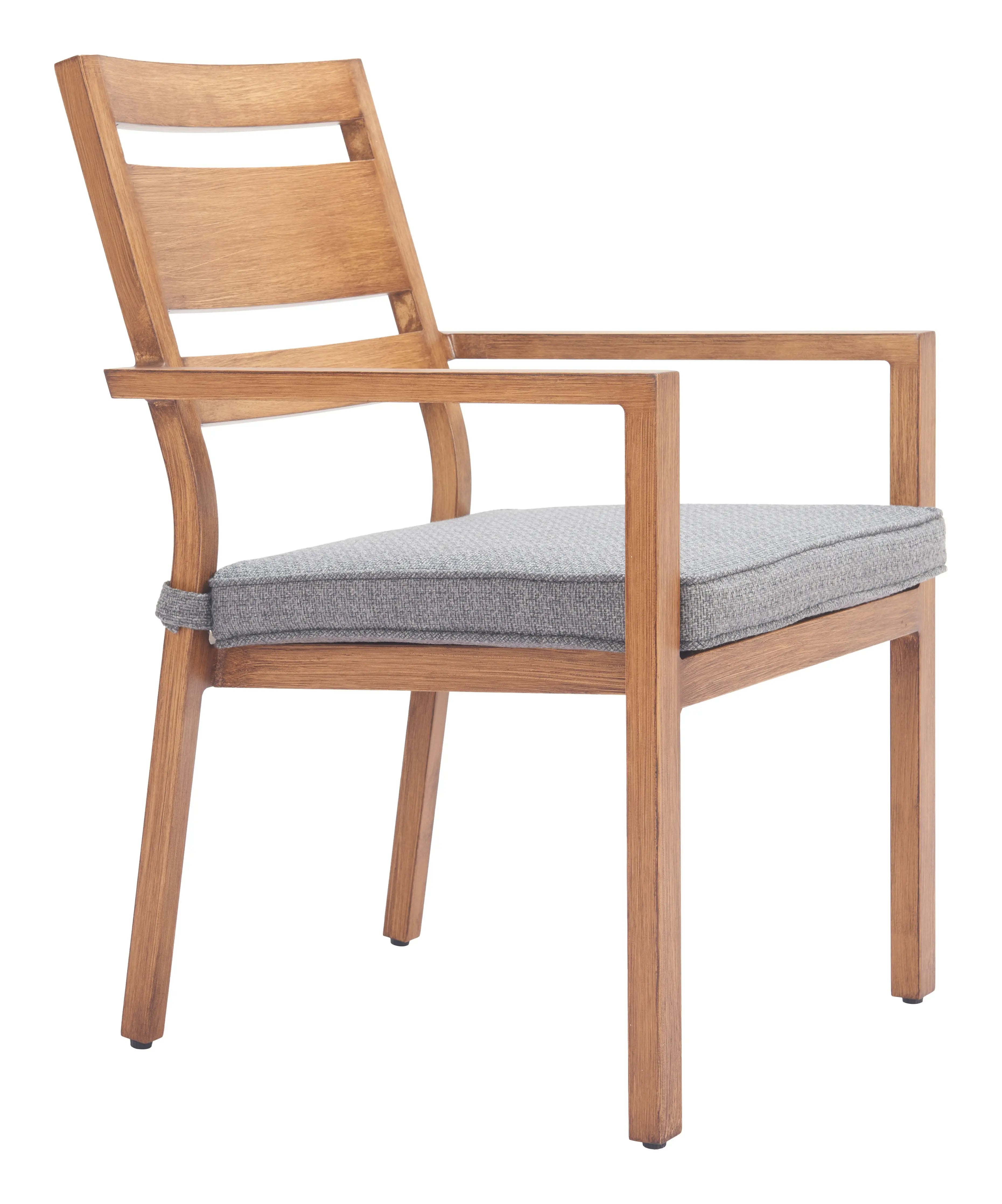 Set of Two Natural Slipcovered Upholstered And Aluminum Slat Back Dining Arm Chairs Homeroots