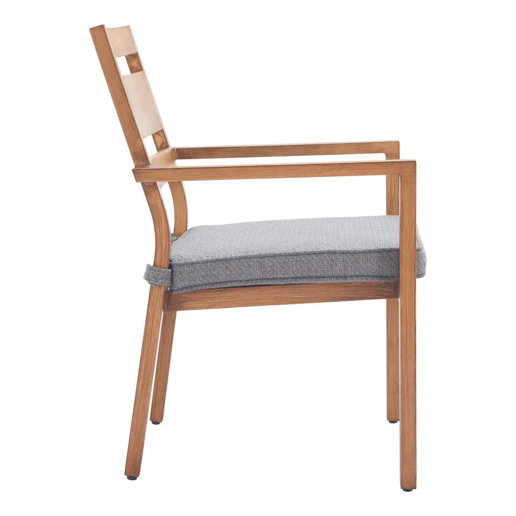 Set of Two Natural Slipcovered Upholstered And Aluminum Slat Back Dining Arm Chairs Homeroots