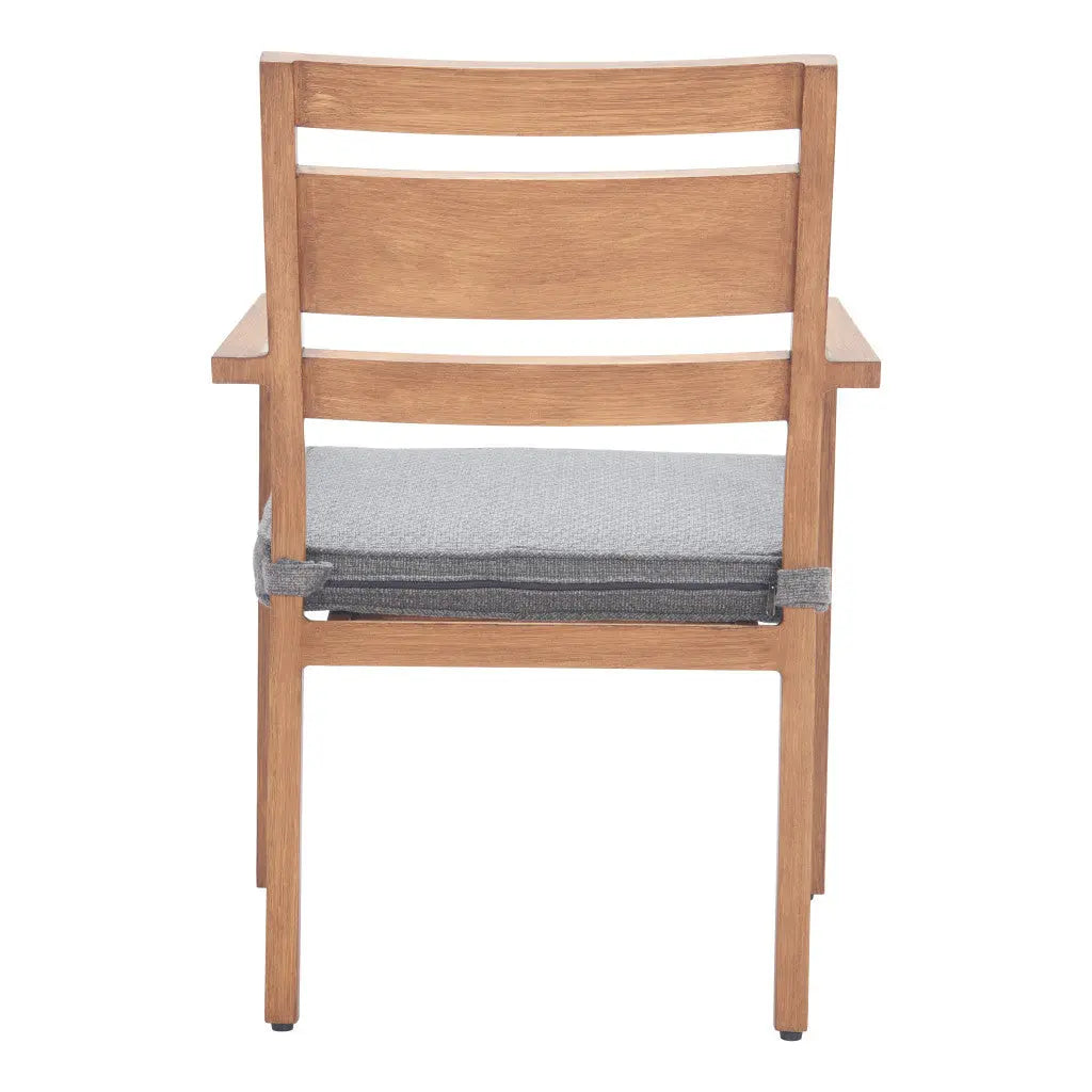 Set of Two Natural Slipcovered Upholstered And Aluminum Slat Back Dining Arm Chairs Homeroots