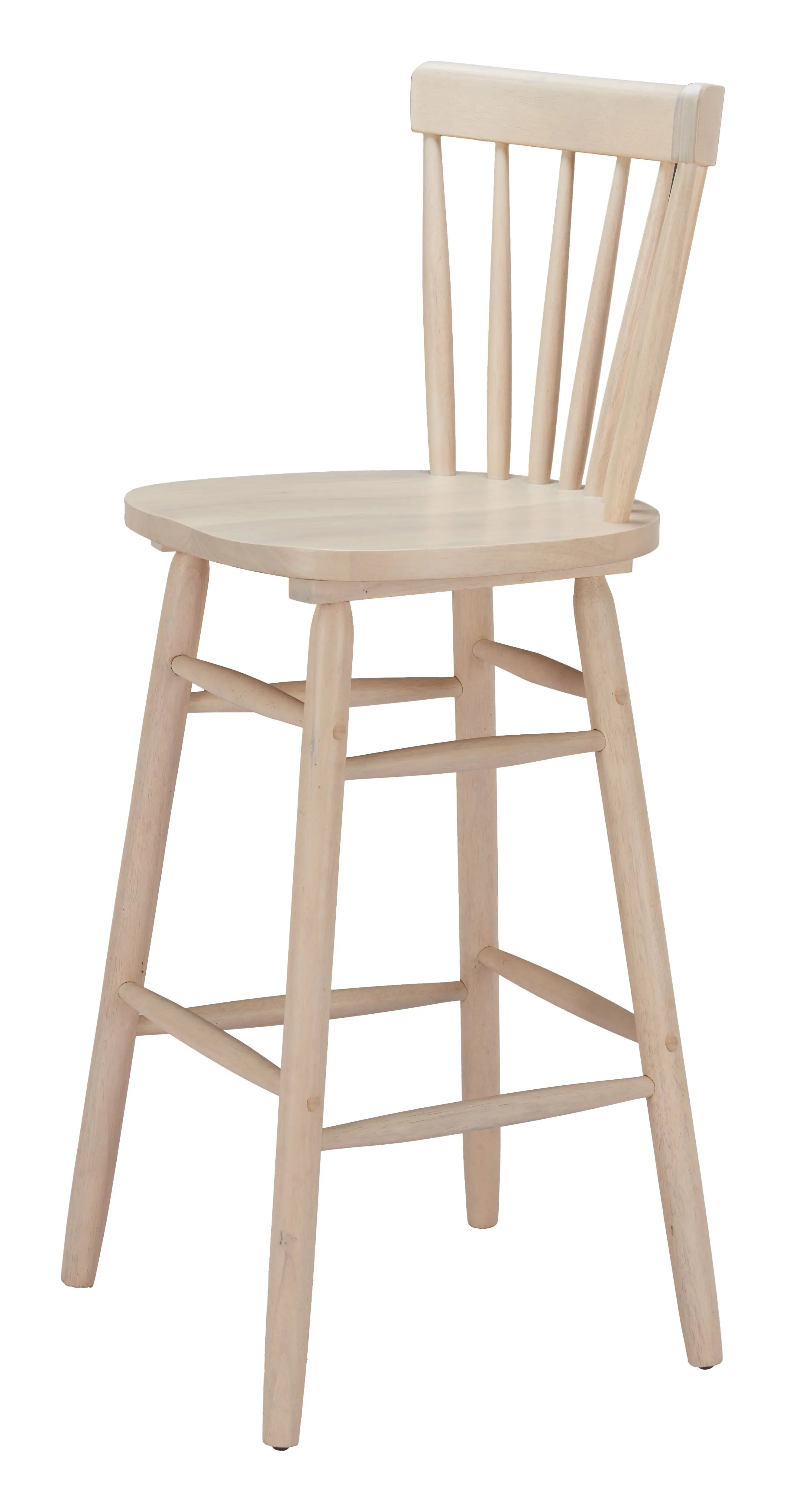 Set of Two Natural Solid Manufactured Wood and Wood Low Back Bar Chairs Homeroots Living Room