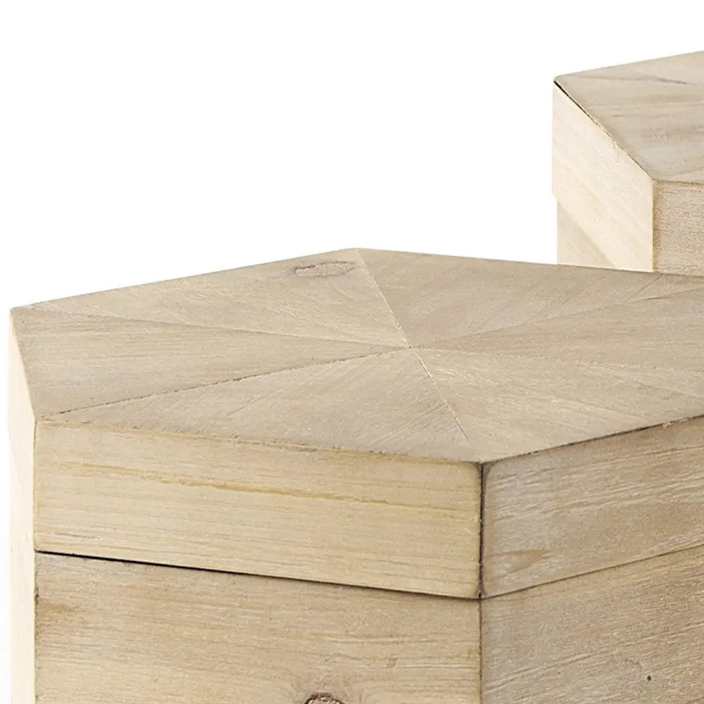 Set of Two Natural Solid Wood Box With Lid Homeroots Office