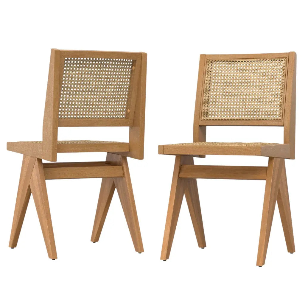Set of Two Natural Solid Wood Dining Parsons Chairs Homeroots Kitchen & Dining