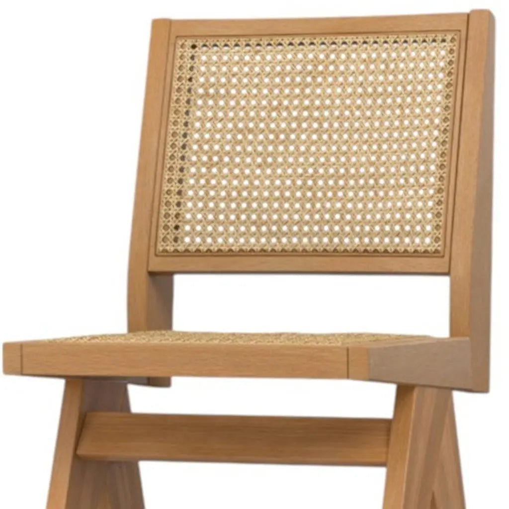Set of Two Natural Solid Wood Dining Parsons Chairs Homeroots Kitchen & Dining