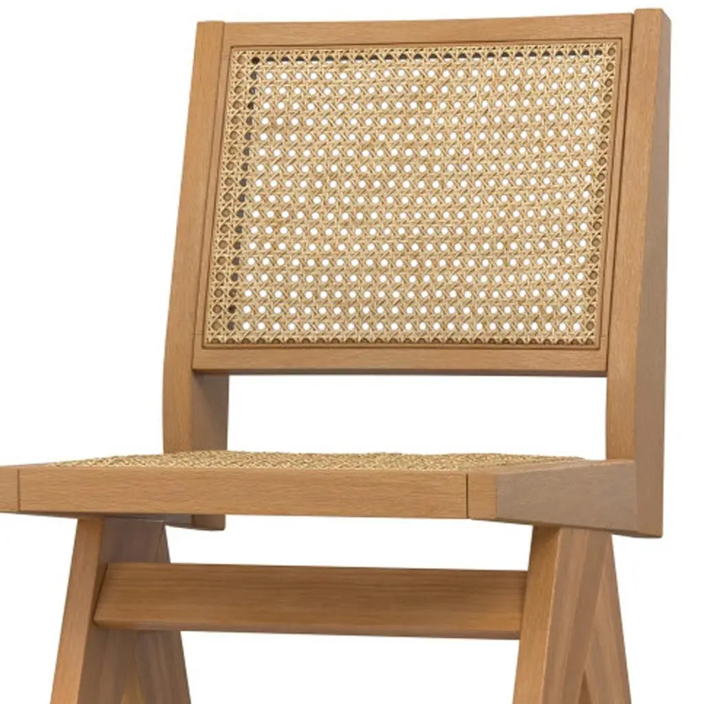 Set of Two Natural Solid Wood Dining Parsons Chairs Homeroots Kitchen & Dining
