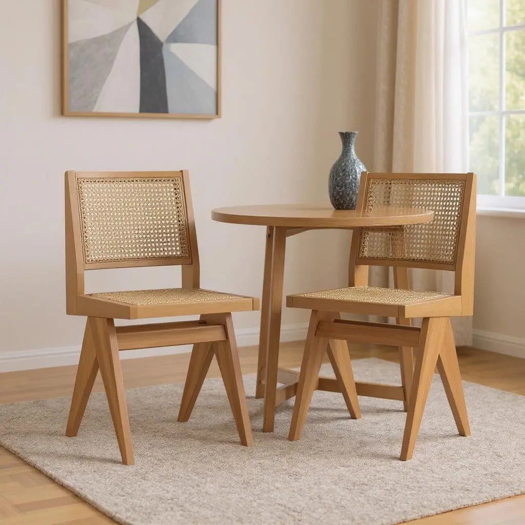 Set of Two Natural Solid Wood Dining Parsons Chairs Homeroots Kitchen & Dining