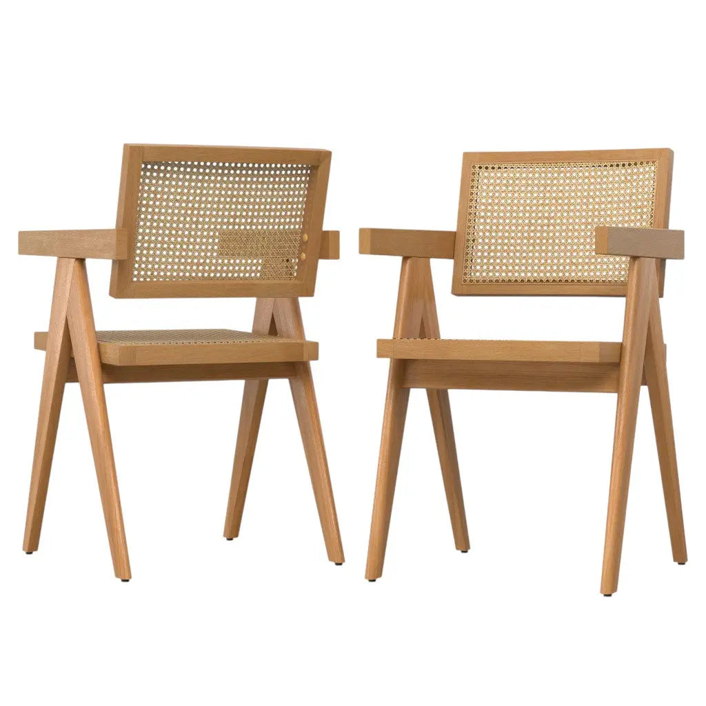 Set of Two Natural Solid Wood Dining Parsons Chairs Homeroots Kitchen & Dining