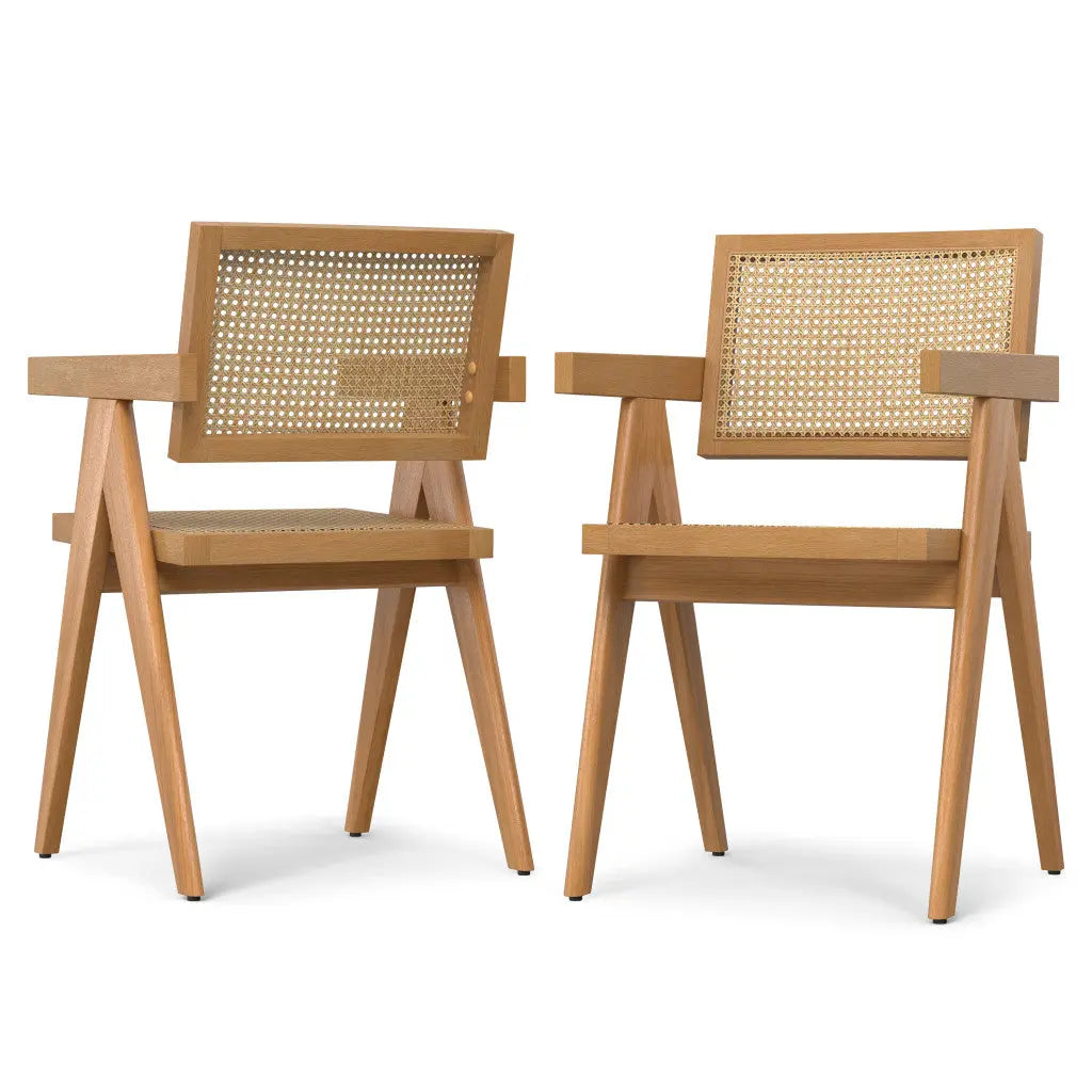Set of Two Natural Solid Wood Dining Parsons Chairs Homeroots Kitchen & Dining