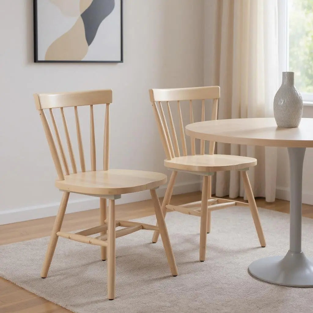 Set of Two Natural Wood Open Back Dining Side Chairs Homeroots Kitchen & Dining