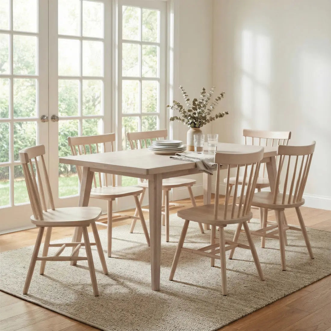 Set of Two Natural Wood Open Back Dining Side Chairs Homeroots Kitchen & Dining