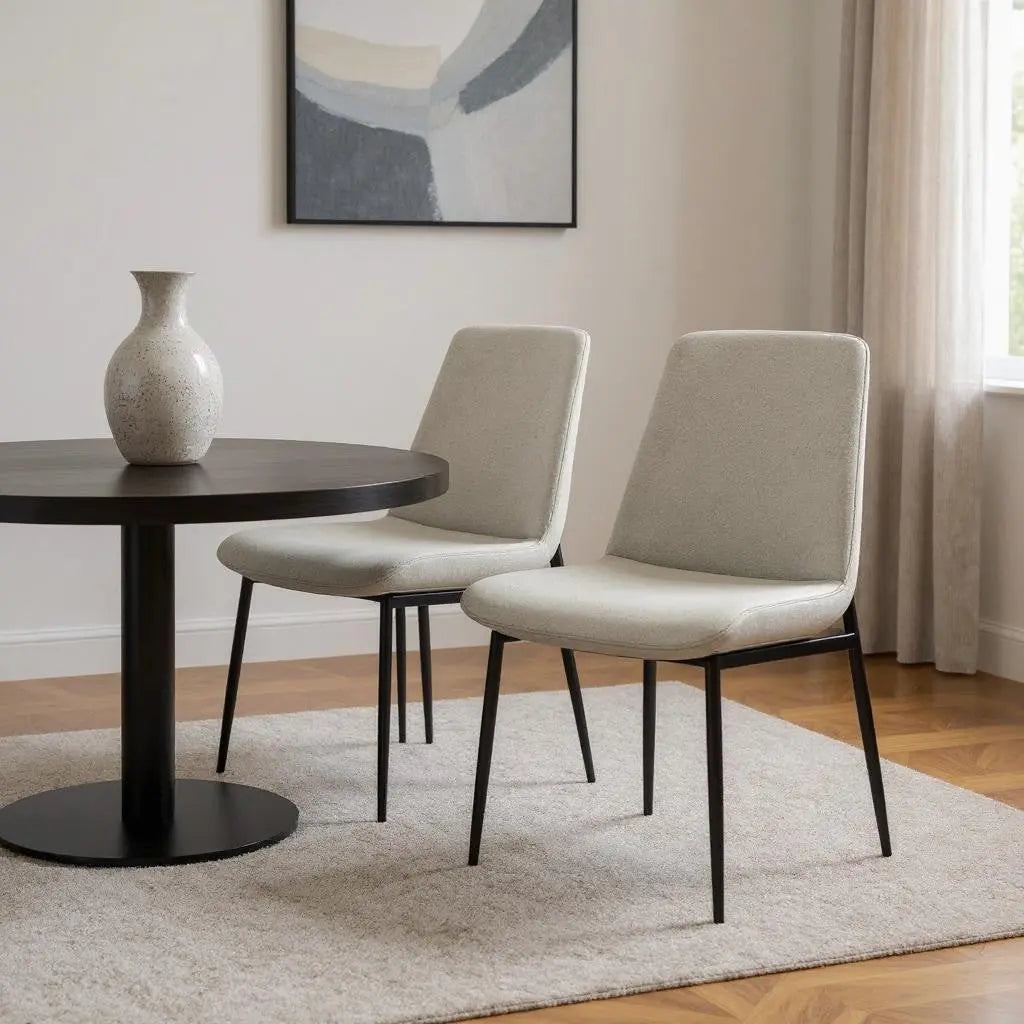 Set of Two Natural and Black Solid Wood Dining Parsons Chairs Homeroots Kitchen & Dining