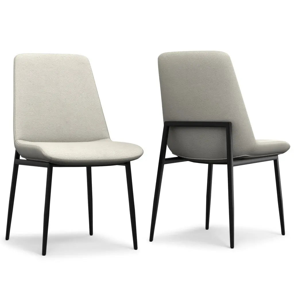 Set of Two Natural and Black Solid Wood Dining Parsons Chairs Homeroots Kitchen & Dining