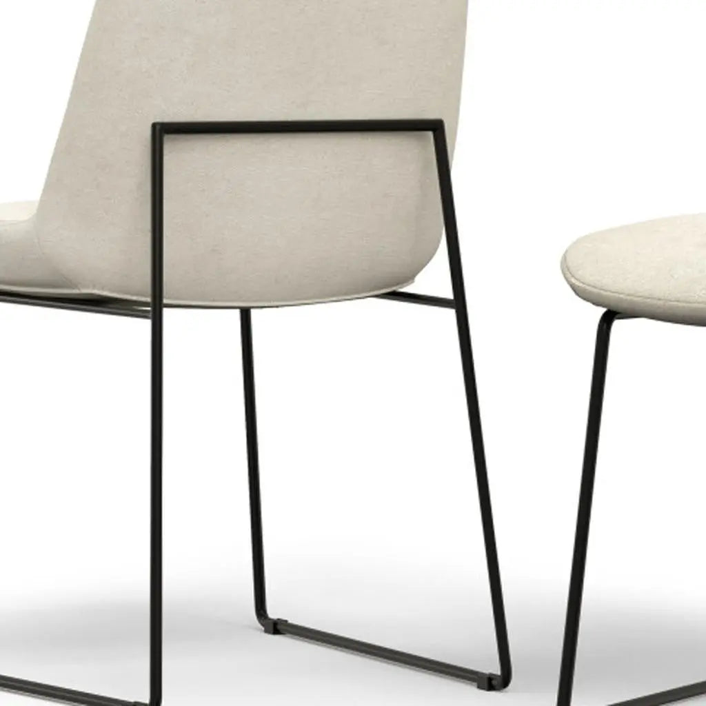 Set of Two Natural and Black Steel Dining Parsons Chairs Homeroots Kitchen & Dining