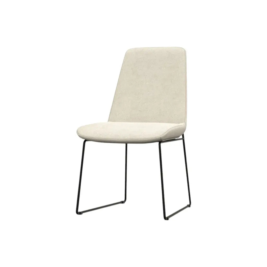 Set of Two Natural and Black Steel Dining Parsons Chairs Homeroots Kitchen & Dining