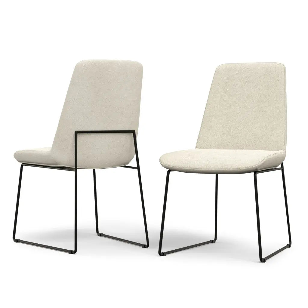 Set of Two Natural and Black Steel Dining Parsons Chairs Homeroots Kitchen & Dining