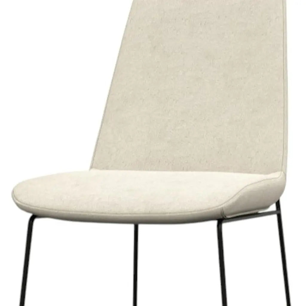 Set of Two Natural and Black Steel Dining Parsons Chairs Homeroots Kitchen & Dining