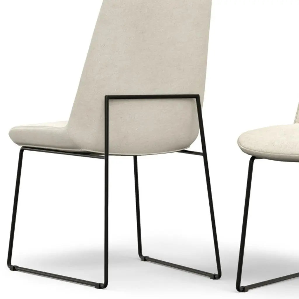 Set of Two Natural and Black Steel Dining Parsons Chairs Homeroots Kitchen & Dining