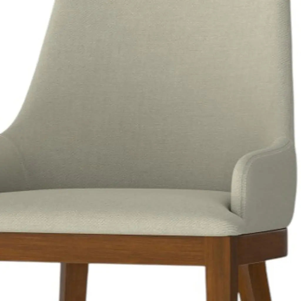 Set of Two Natural and Walnut Solid Wood Dining Parsons Chairs Homeroots Kitchen & Dining