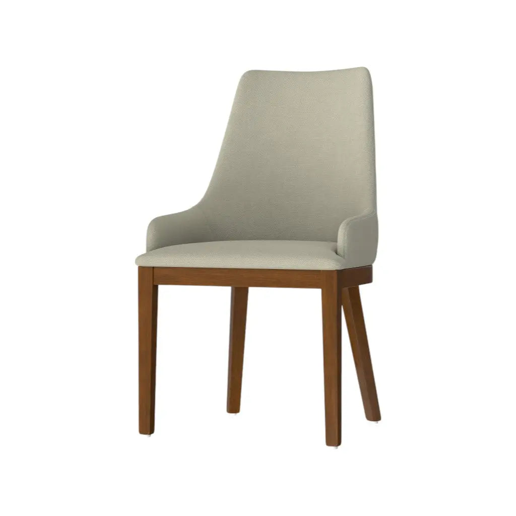 Set of Two Natural and Walnut Solid Wood Dining Parsons Chairs Homeroots Kitchen & Dining