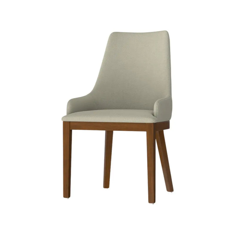 Set of Two Natural and Walnut Solid Wood Dining Parsons Chairs Homeroots Kitchen & Dining