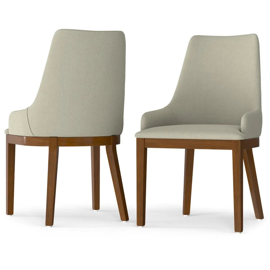 Set of Two Natural and Walnut Solid Wood Dining Parsons Chairs Homeroots Kitchen & Dining