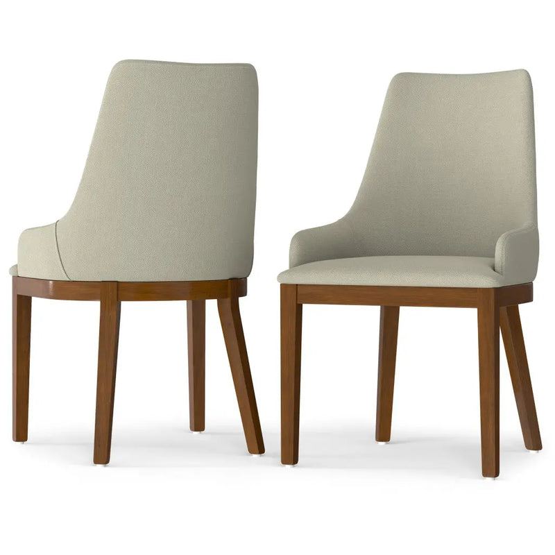 Set of Two Natural and Walnut Solid Wood Dining Parsons Chairs Homeroots Kitchen & Dining