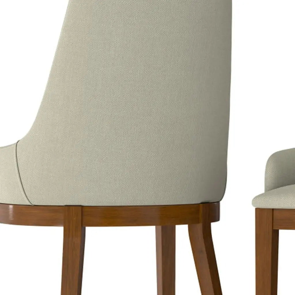 Set of Two Natural and Walnut Solid Wood Dining Parsons Chairs Homeroots Kitchen & Dining