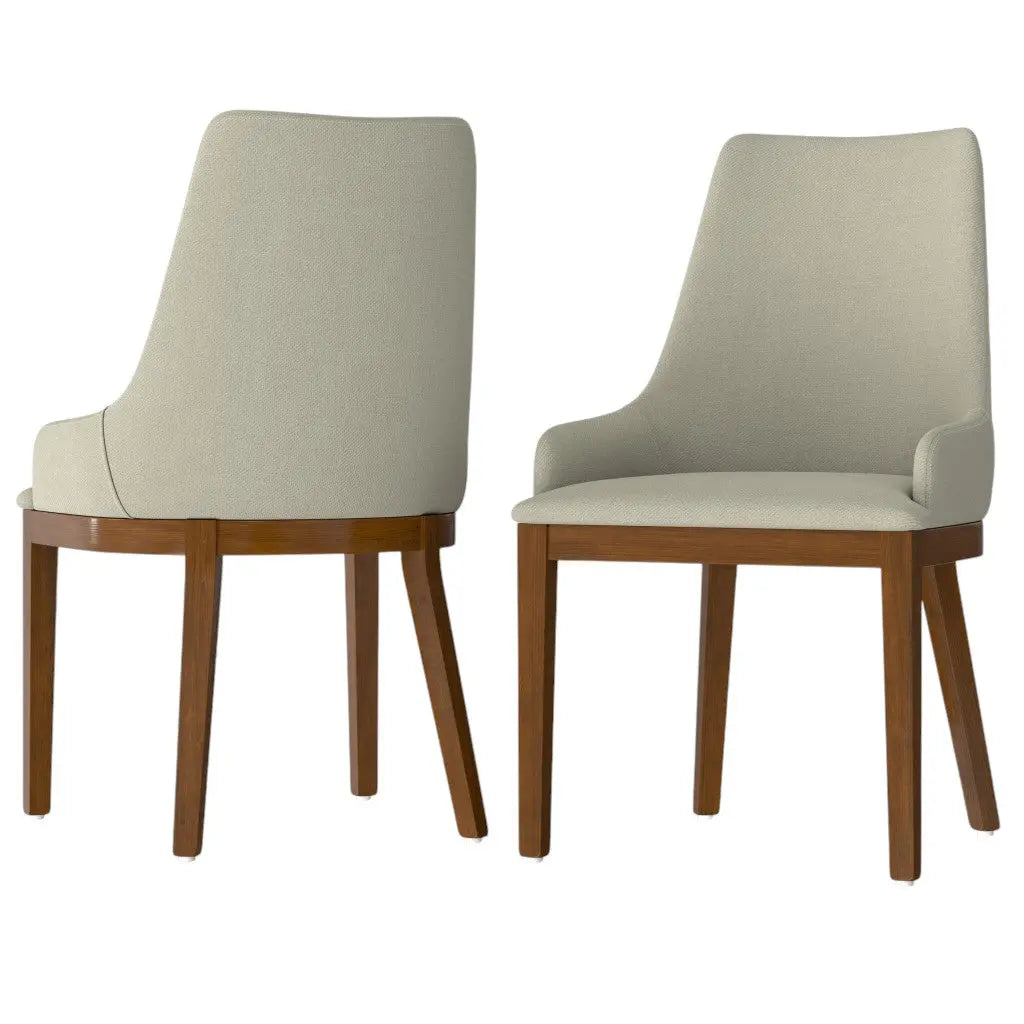 Set of Two Natural and Walnut Solid Wood Dining Parsons Chairs Homeroots Kitchen & Dining