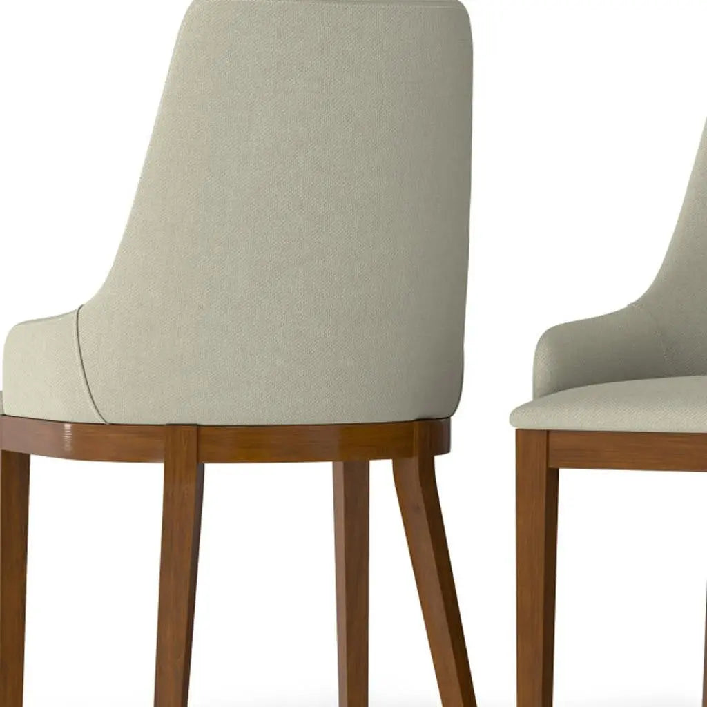Set of Two Natural and Walnut Solid Wood Dining Parsons Chairs Homeroots Kitchen & Dining