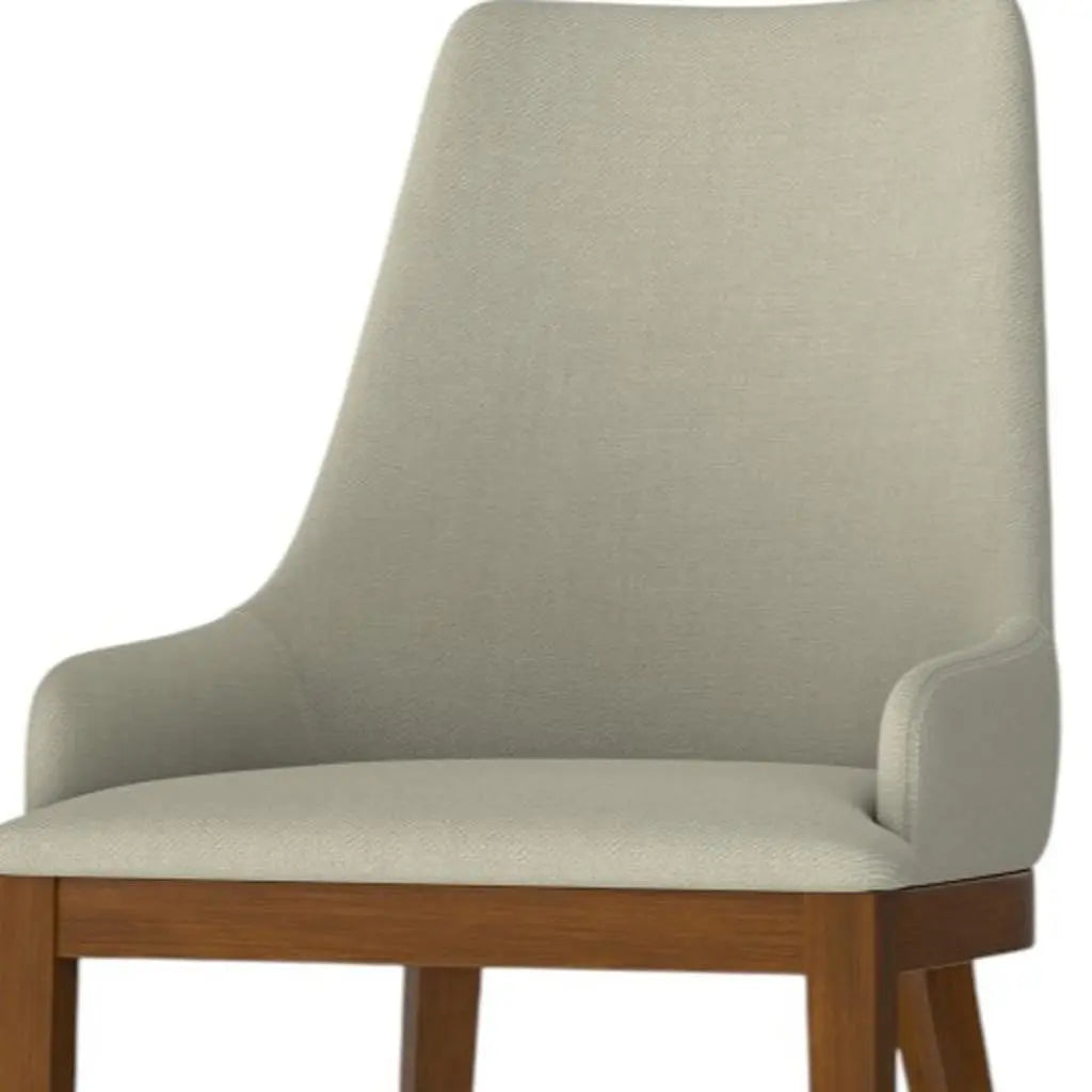 Set of Two Natural and Walnut Solid Wood Dining Parsons Chairs Homeroots Kitchen & Dining